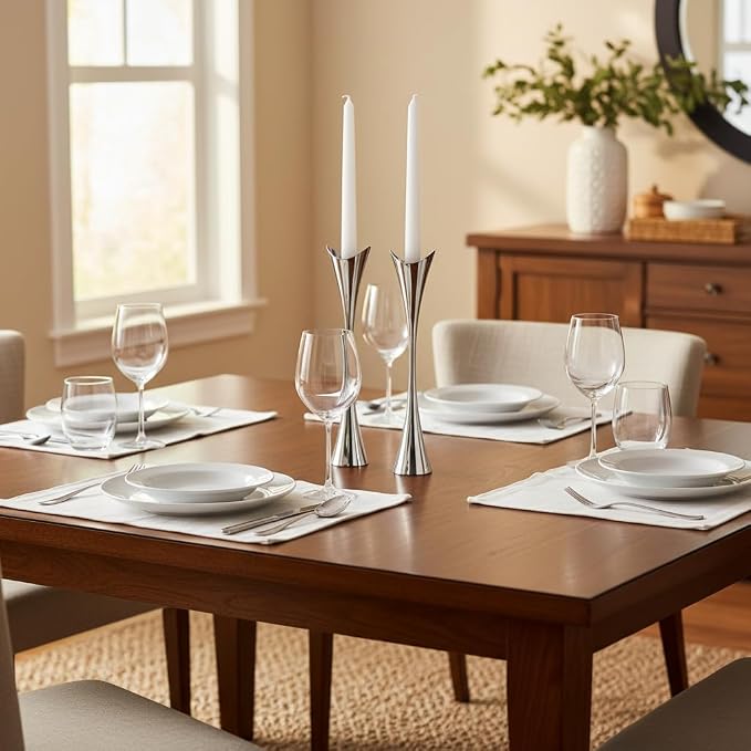 Modern Curved Metal Candlestick Holders Set of 2 for Decor