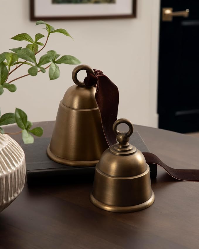 Vintage Antique Brass Decorative Bell Set of Two for Home Decor