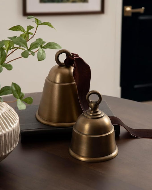 Vintage Antique Brass Decorative Bell Set of Two for Home Decor
