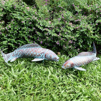 Antique Copper Koi Fish Garden Statues for Outdoor Yard Decor