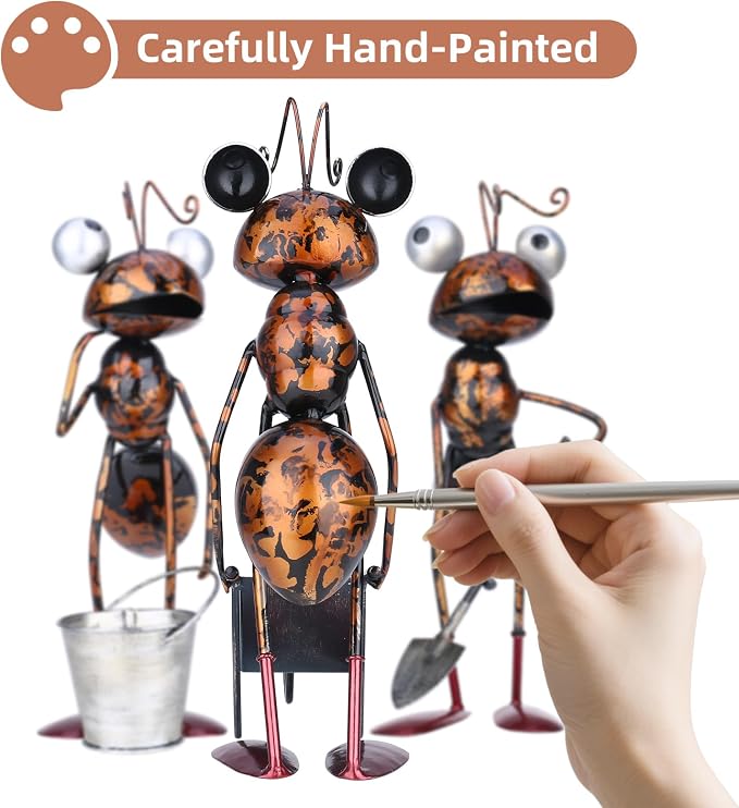 Metal Busy Ant Garden Statue for Outdoor Yard and Garden Decor