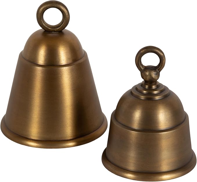 Vintage Antique Brass Decorative Bell Set of Two for Home Decor