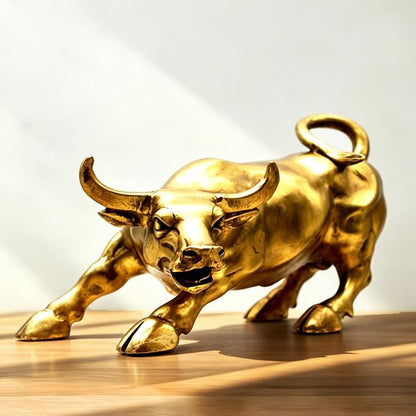 Brass Bull Statue Figurine for Home Office Wealth Decor