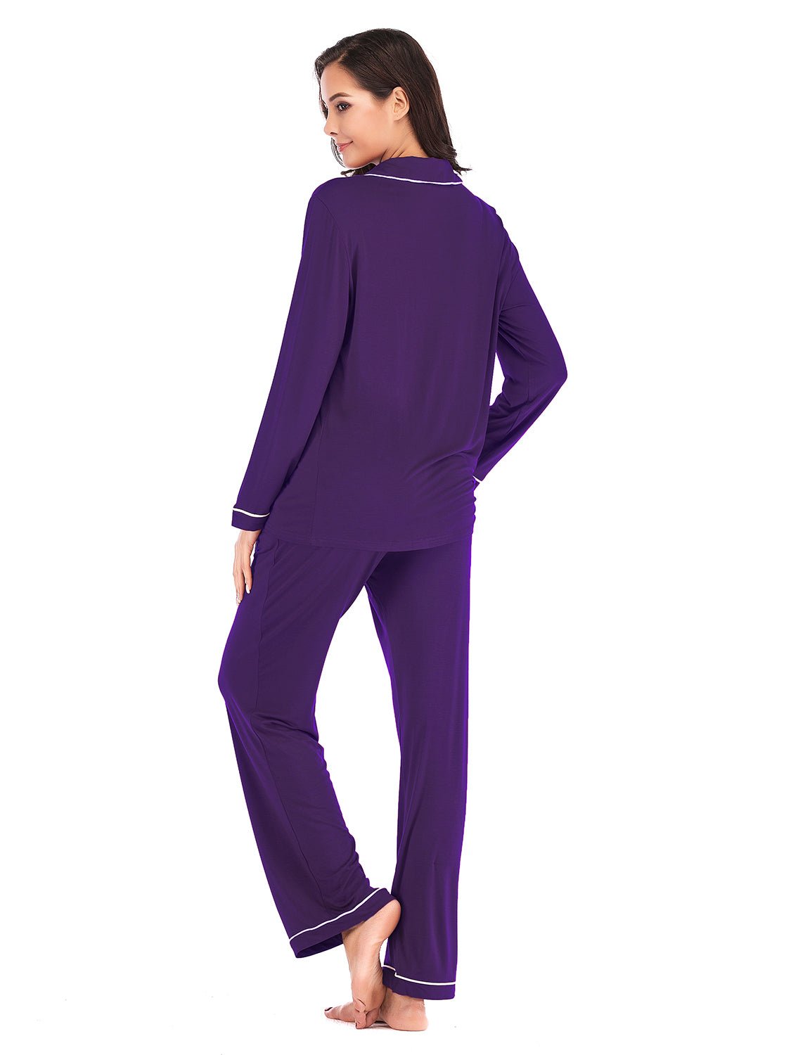 Collared Neck Long Sleeve Loungewear Set with Pockets - House Flexa