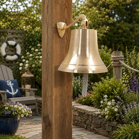 Nautical Wall Mounted Ship Bell with Rope for Indoor Outdoor Decor