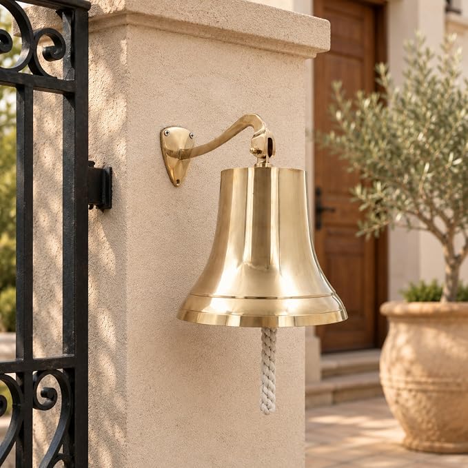 Nautical Wall Mounted Ship Bell with Rope for Indoor Outdoor Decor