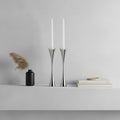 Modern Curved Metal Candlestick Holders Set of 2 for Decor