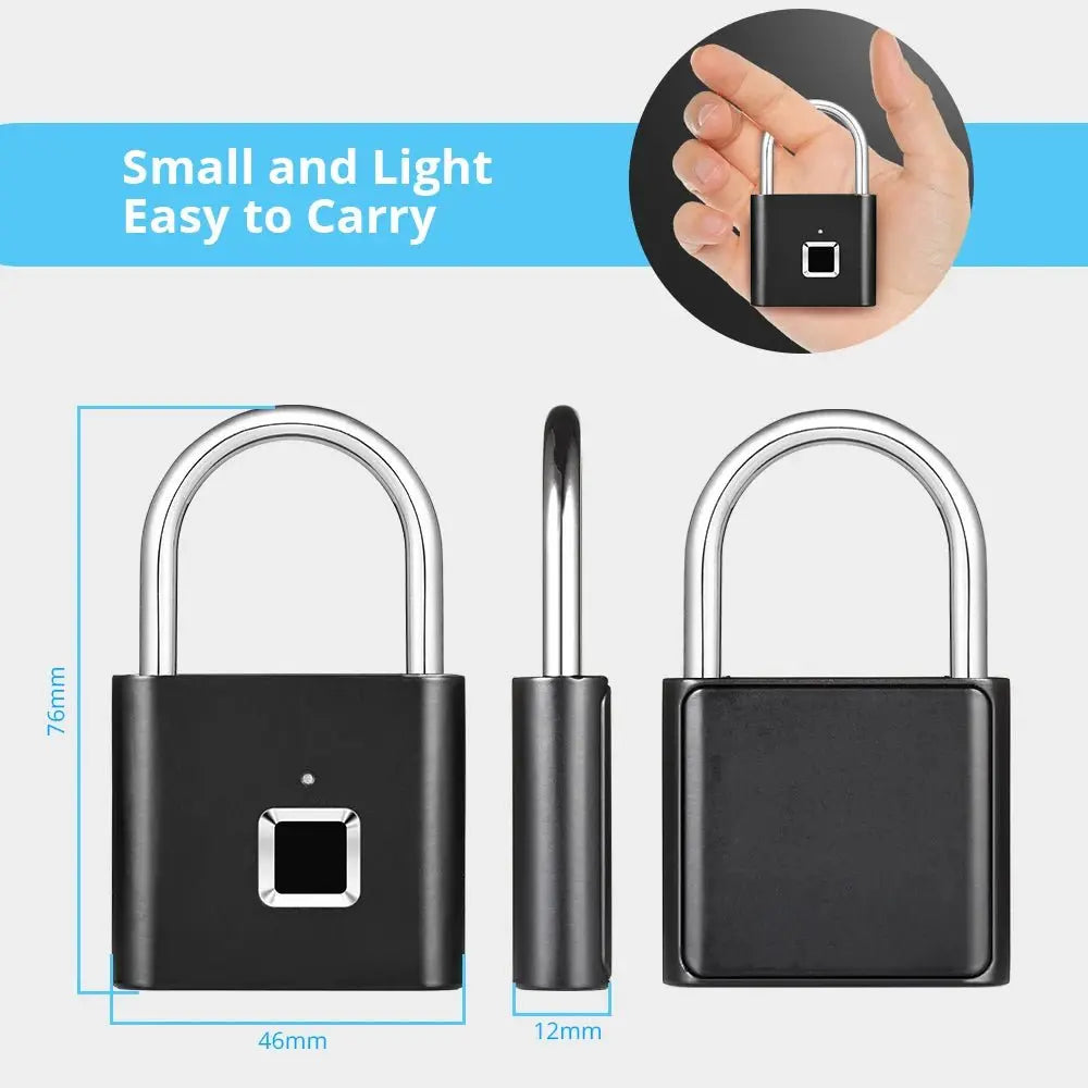 Smart Fingerprint Padlock Keyless Waterproof Rechargeable Security Lock - House Flexa