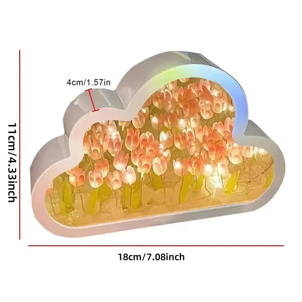 Cloud Tulip Night Light Handmade DIY Mirror Decor Gift - House Flexa