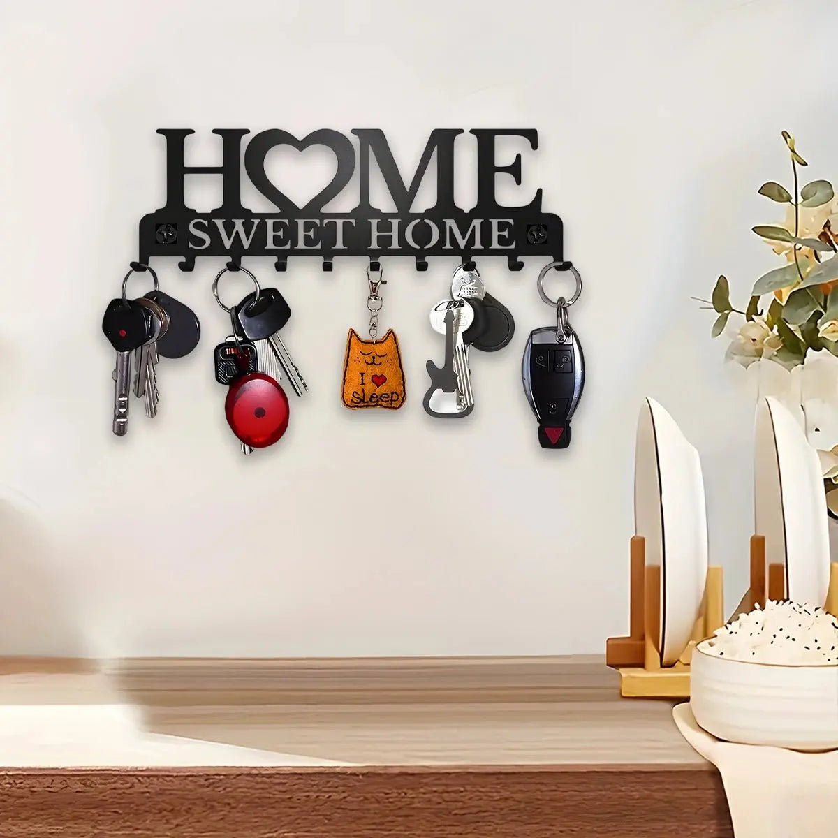 Black Metal Wall Mounted Key Holder - House Flexa