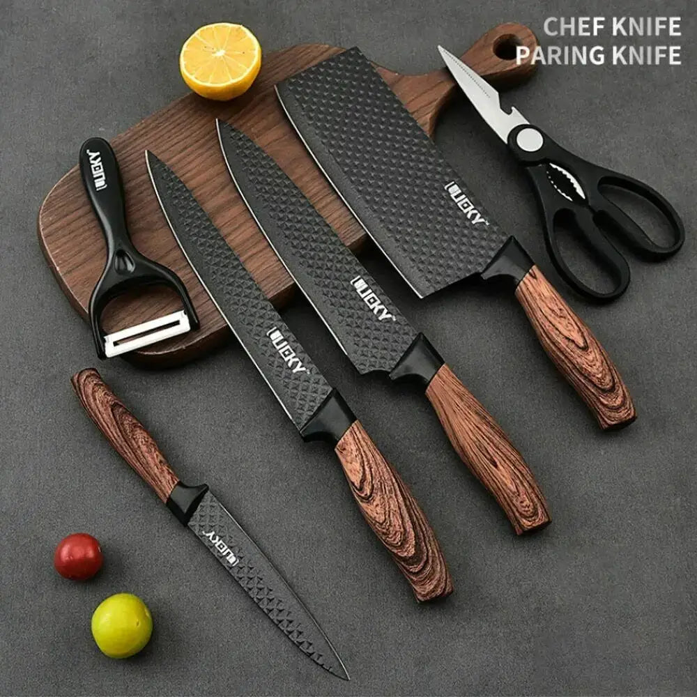 Ueky 6 - Piece Stainless Steel Kitchen Knife Set - Restaurant Grade Professional Cooking Tools - House Flexa