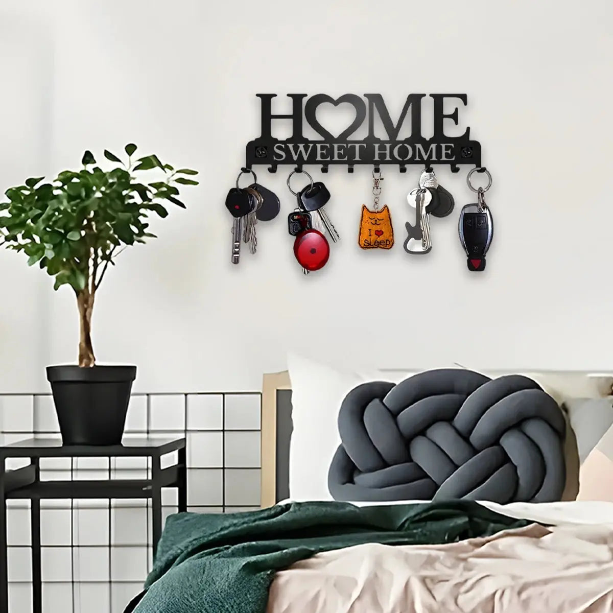 Black Metal Wall Mounted Key Holder - House Flexa
