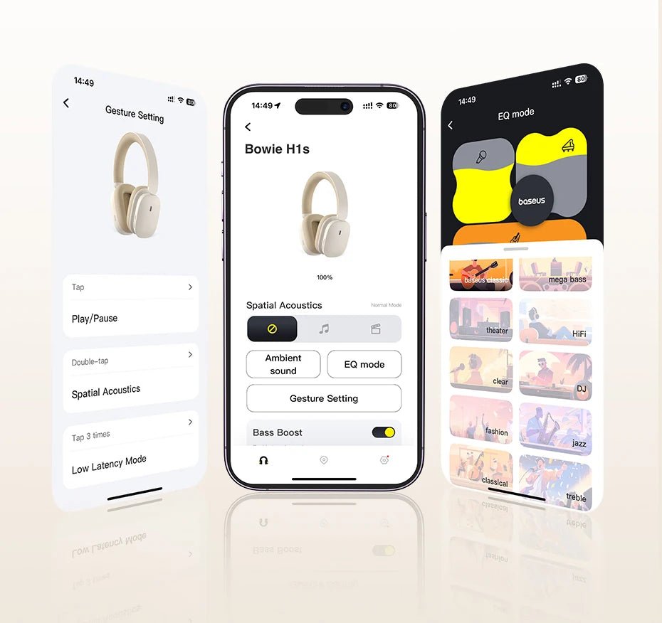 Baseus Bowie H1s Wireless Headphones | Bluetooth 5.4 Noise Canceling 120H Battery - House Flexa