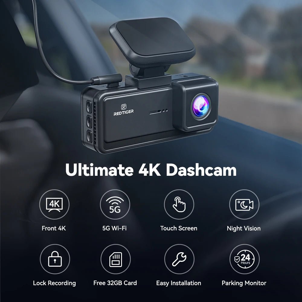Car Dash Cam - Redtiger F8 5GHz Wifi Touch Screen 4K Front Dash Cam - House Flexa