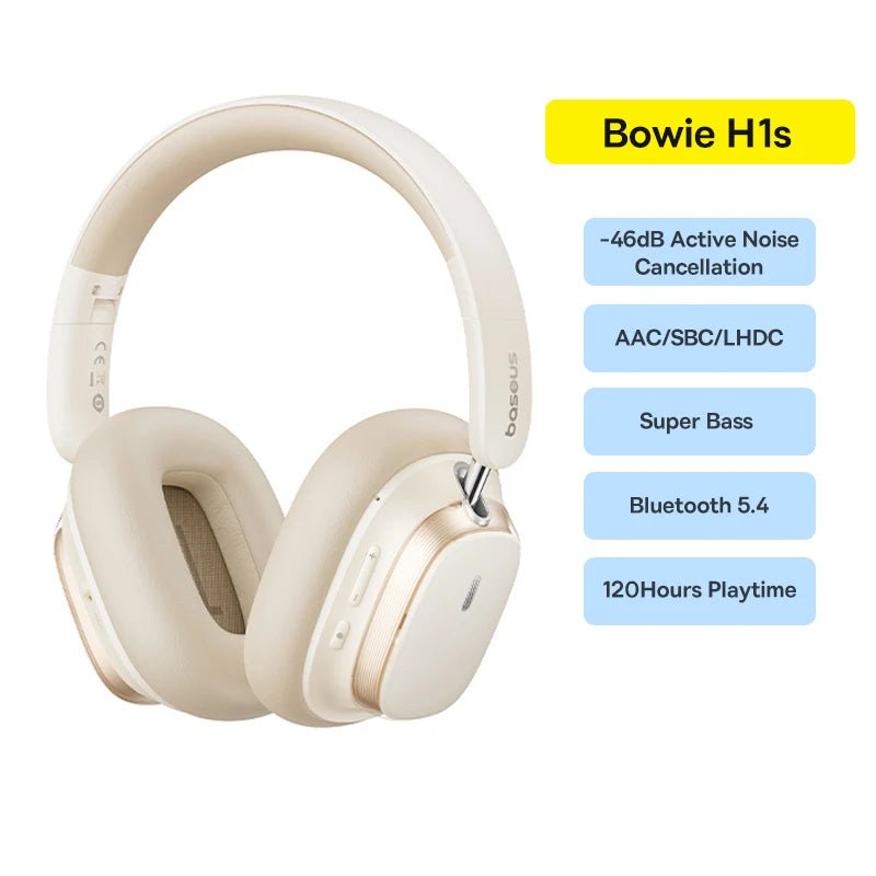 Baseus Bowie H1s Wireless Headphones | Bluetooth 5.4 Noise Canceling 120H Battery - House Flexa