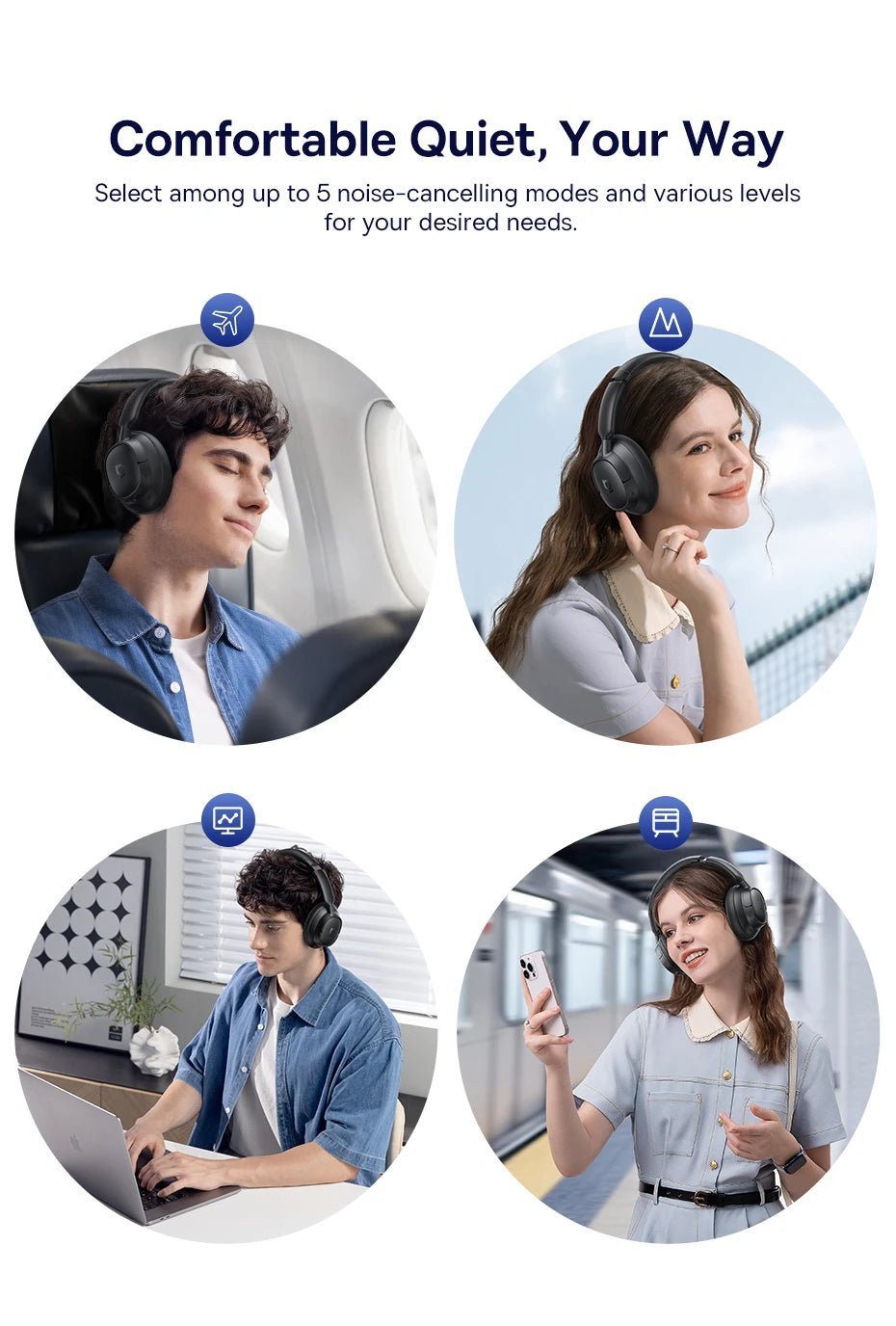 Baseus Bowie H1s Wireless Headphones | Bluetooth 5.4 Noise Canceling 120H Battery - House Flexa