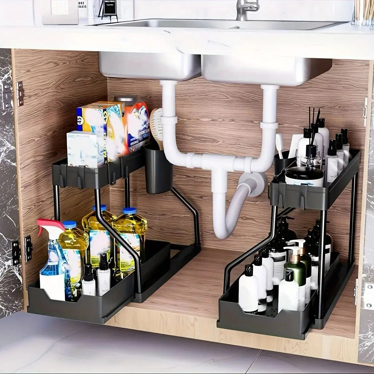 Double Layer Pull Out Storage Rack - House Flexa