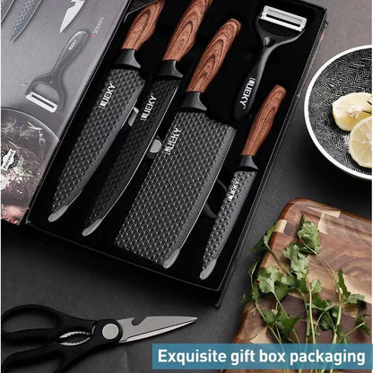 Ueky 6 - Piece Stainless Steel Kitchen Knife Set - Restaurant Grade Professional Cooking Tools - House Flexa