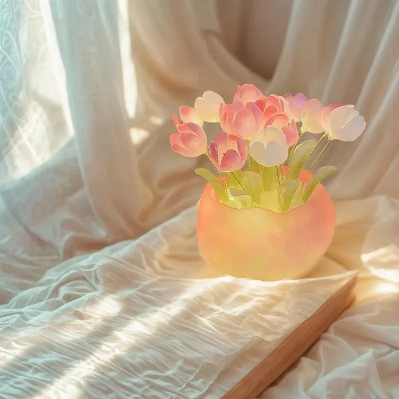 Handmade Tulip Night Light DIY Creative Desktop Ambiance Gift - House Flexa