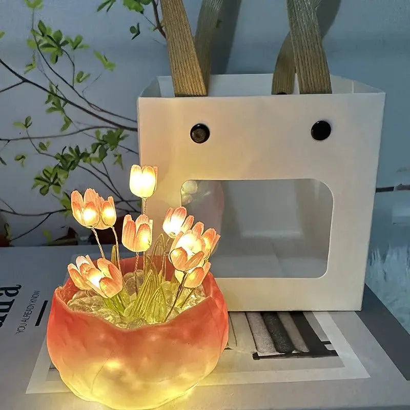 Handmade Tulip Night Light DIY Creative Desktop Ambiance Gift - House Flexa