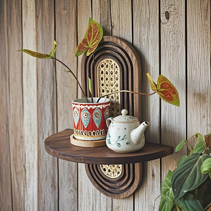 Arched Bohemian Rattan Floating Shelf - House Flexa