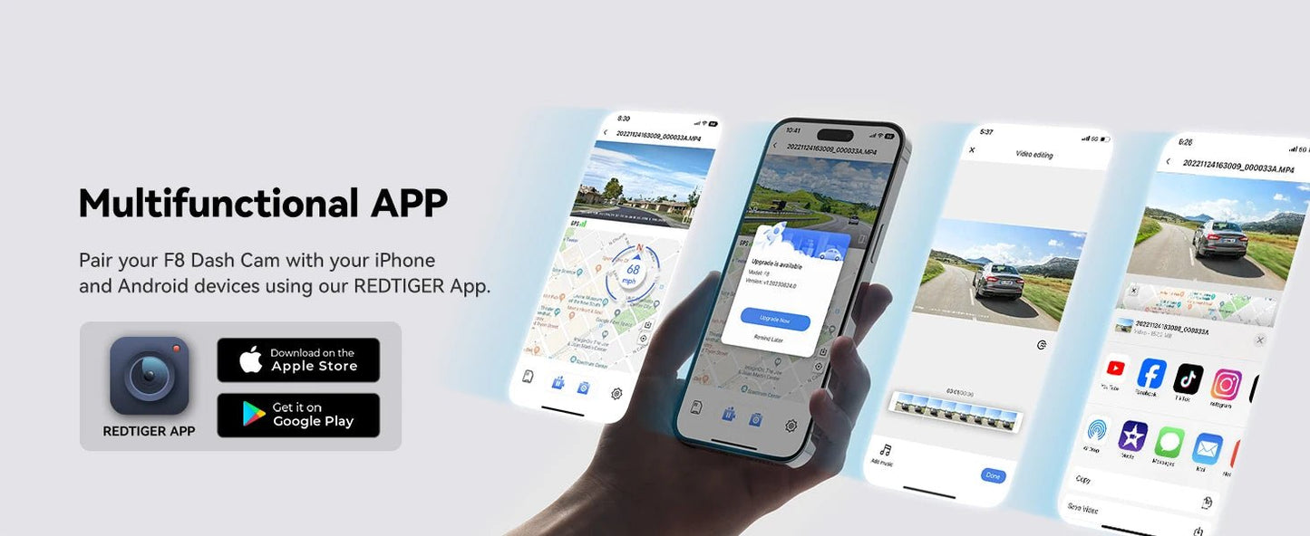 Car Dash Cam - Redtiger F8 5GHz Wifi Touch Screen 4K Front Dash Cam - House Flexa