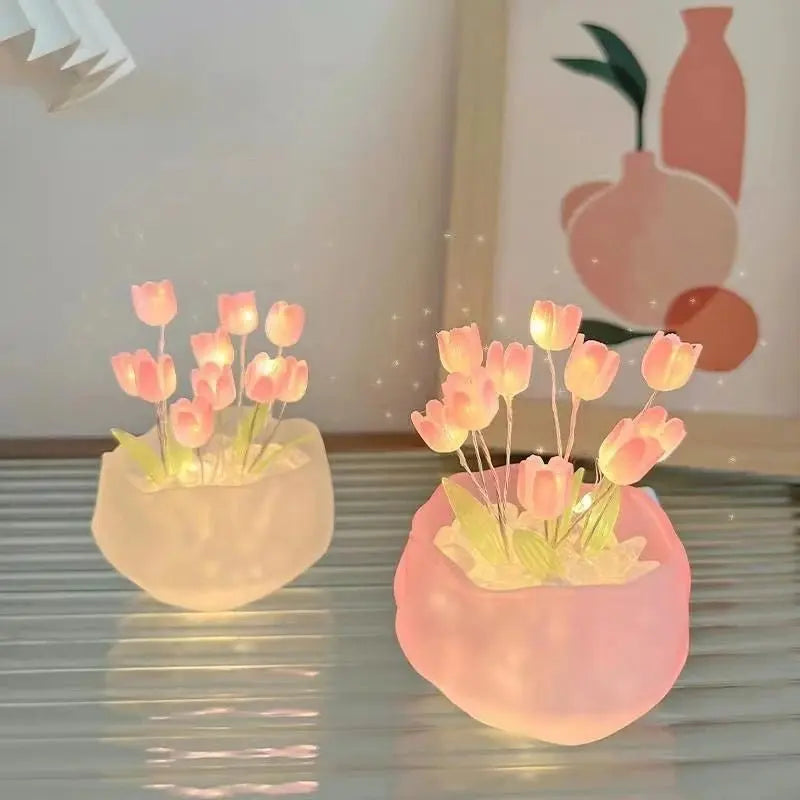 Handmade Tulip Night Light DIY Creative Desktop Ambiance Gift - House Flexa