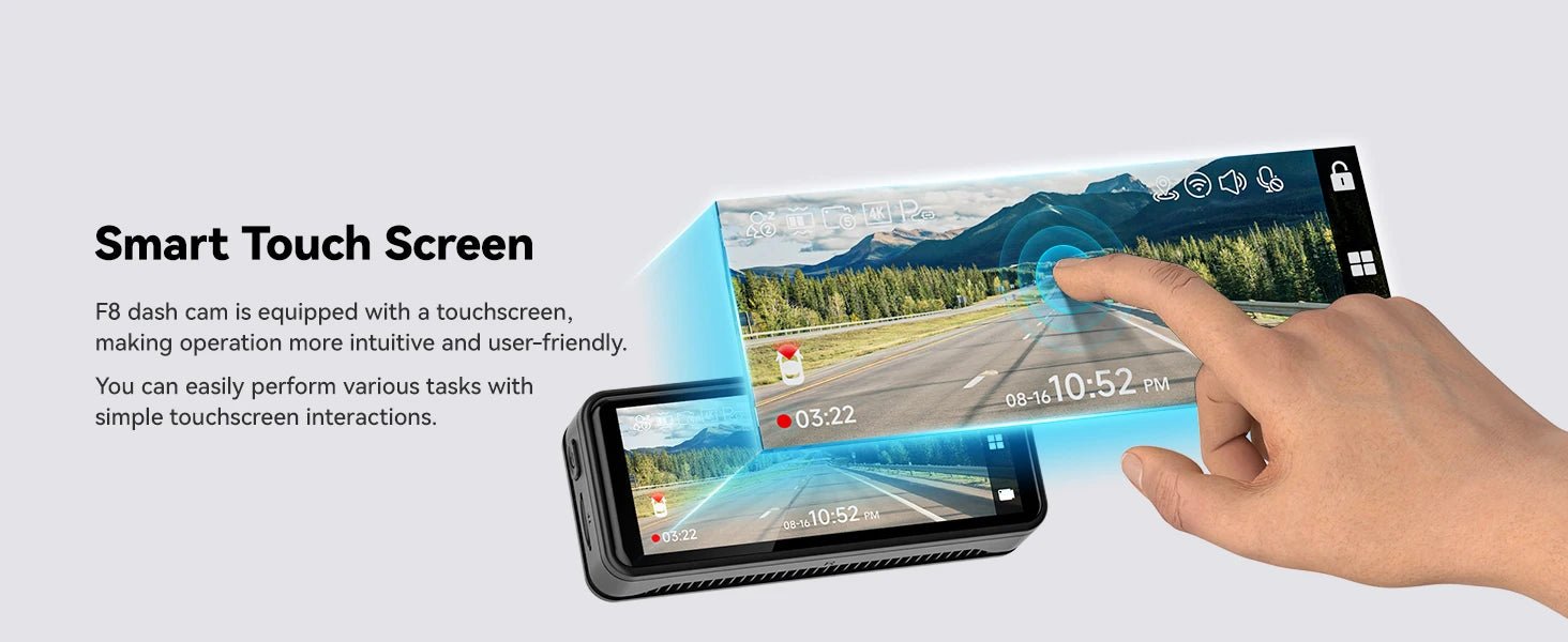 Car Dash Cam - Redtiger F8 5GHz Wifi Touch Screen 4K Front Dash Cam - House Flexa