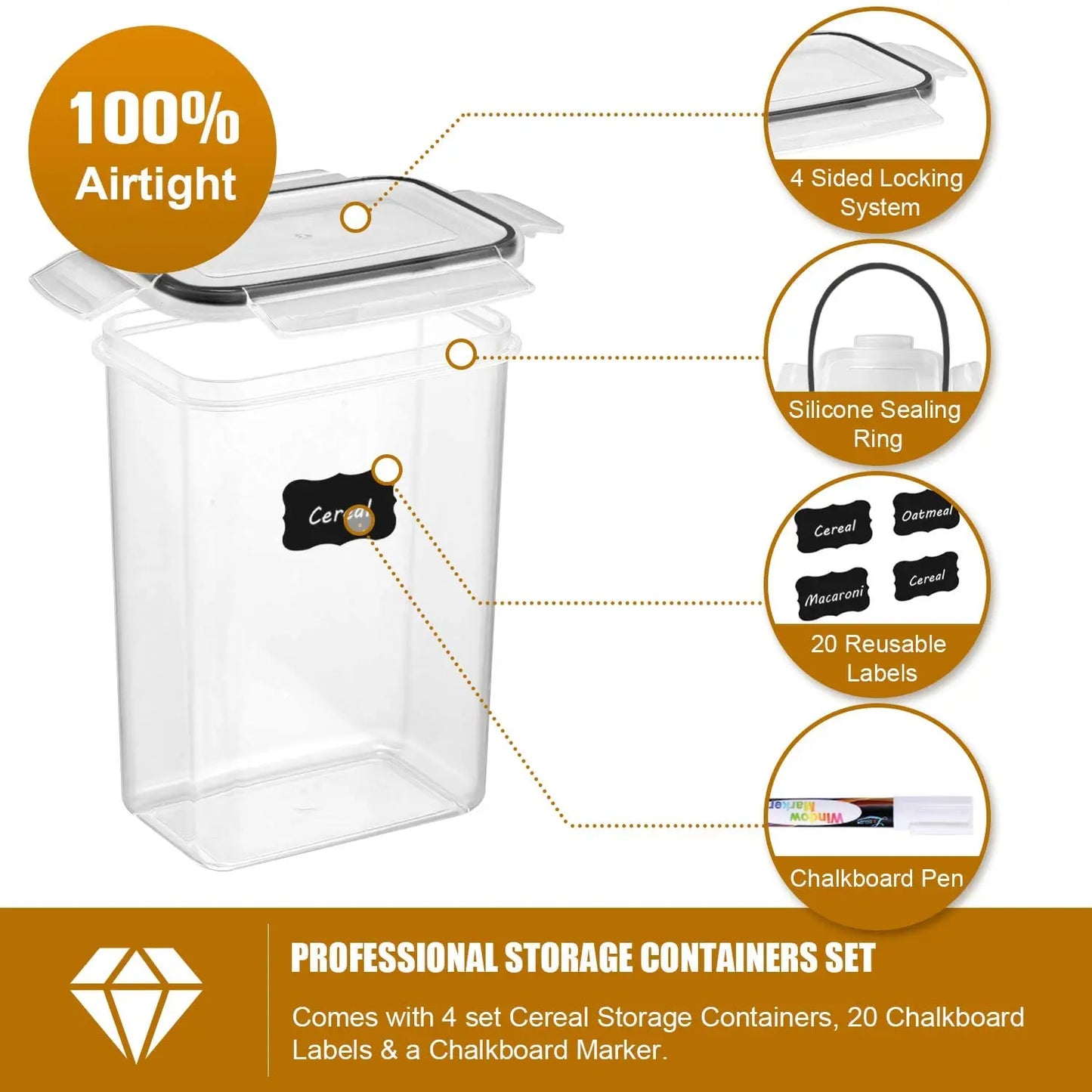 Food Storage Container - Airtight and BPA Free Kitchen Container Set of 7pcs - House Flexa