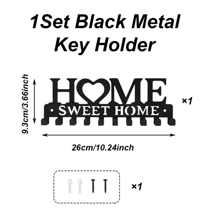 Black Metal Wall Mounted Key Holder - House Flexa