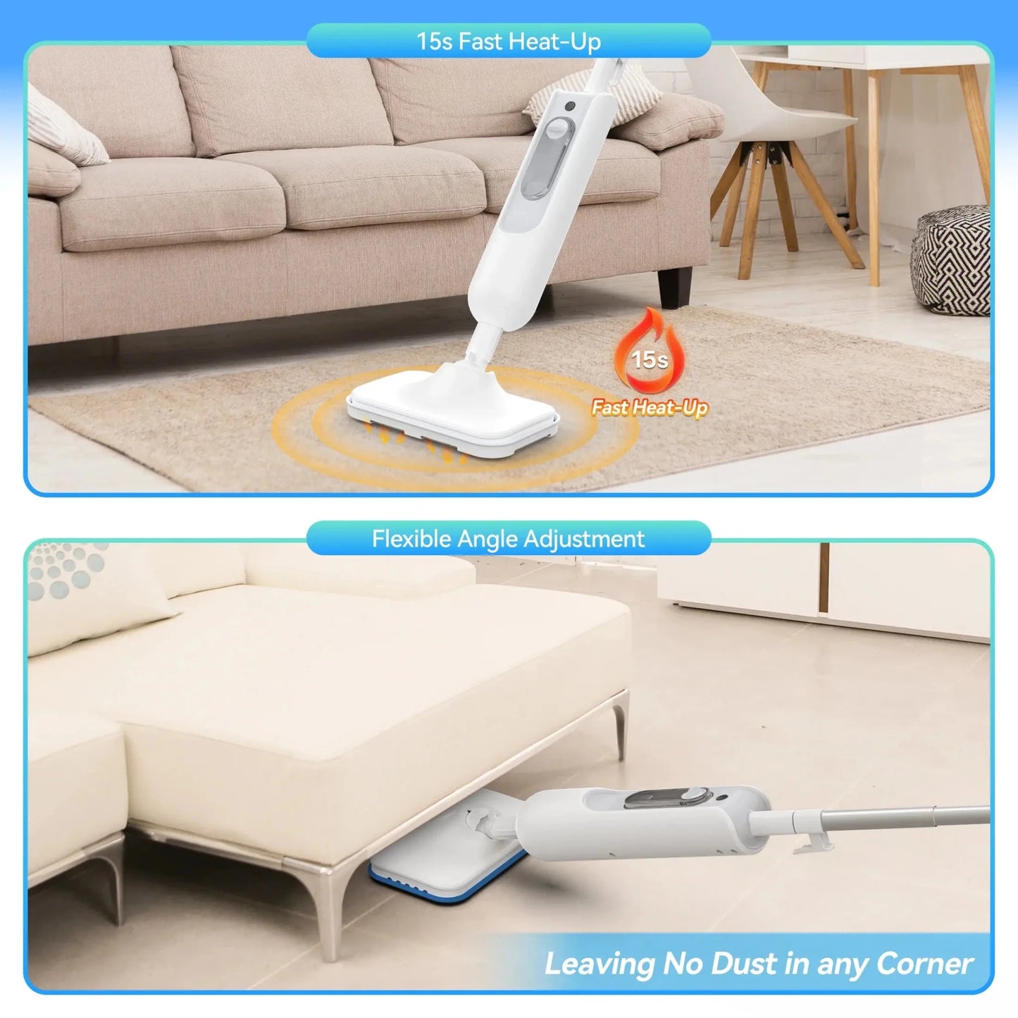 INSE 6 - in - 1 Steam Mop - High Temperature Detachable Steam Cleaner for Hardwood, Carpet & Kitchen - House Flexa