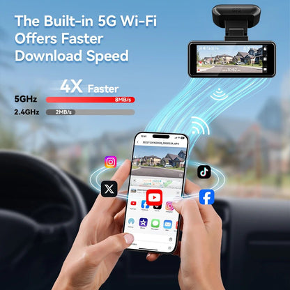 Car Dash Cam - Redtiger F8 5GHz Wifi Touch Screen 4K Front Dash Cam - House Flexa
