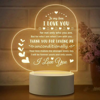 Love Cute 3D LED Night Light Acrylic Lamp Gift - House Flexa