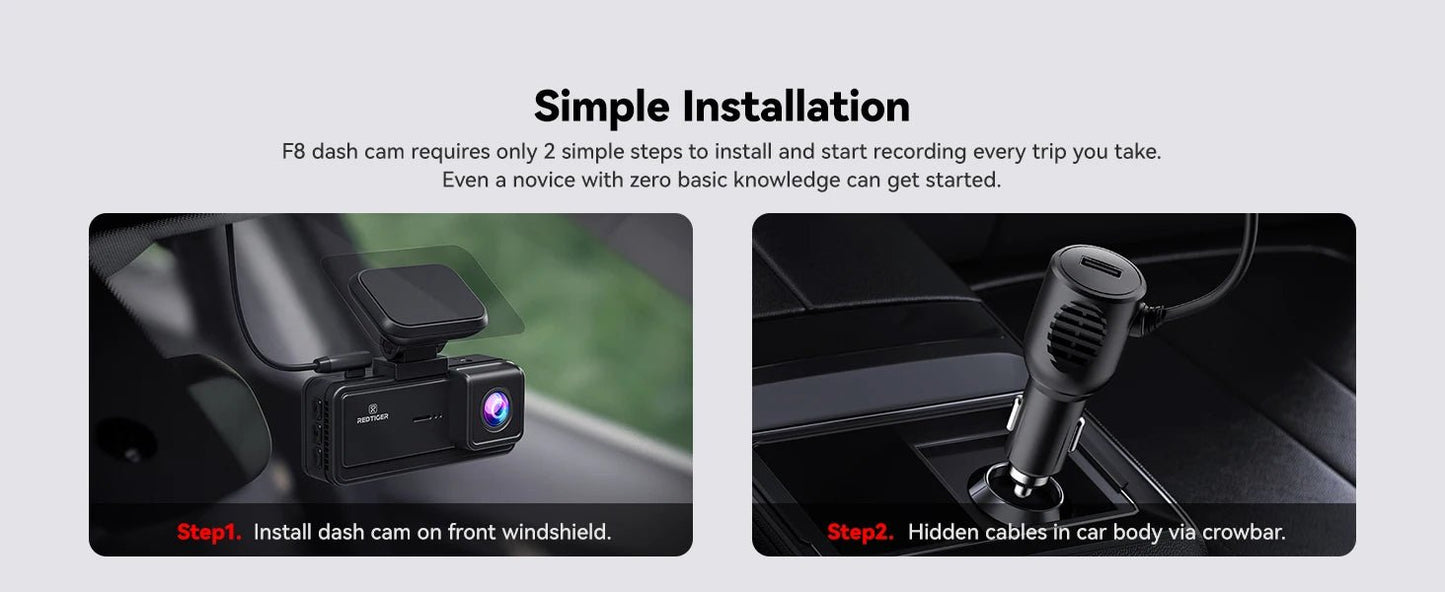 Car Dash Cam - Redtiger F8 5GHz Wifi Touch Screen 4K Front Dash Cam - House Flexa