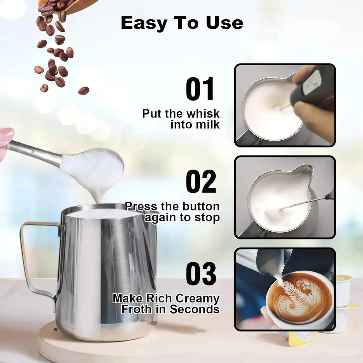 Handheld Electric Milk Frother Egg Beater - House Flexa