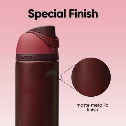 Owala FreeSip Black Cherry 24 oz Insulated Stainless Steel Water Bottle with Straw